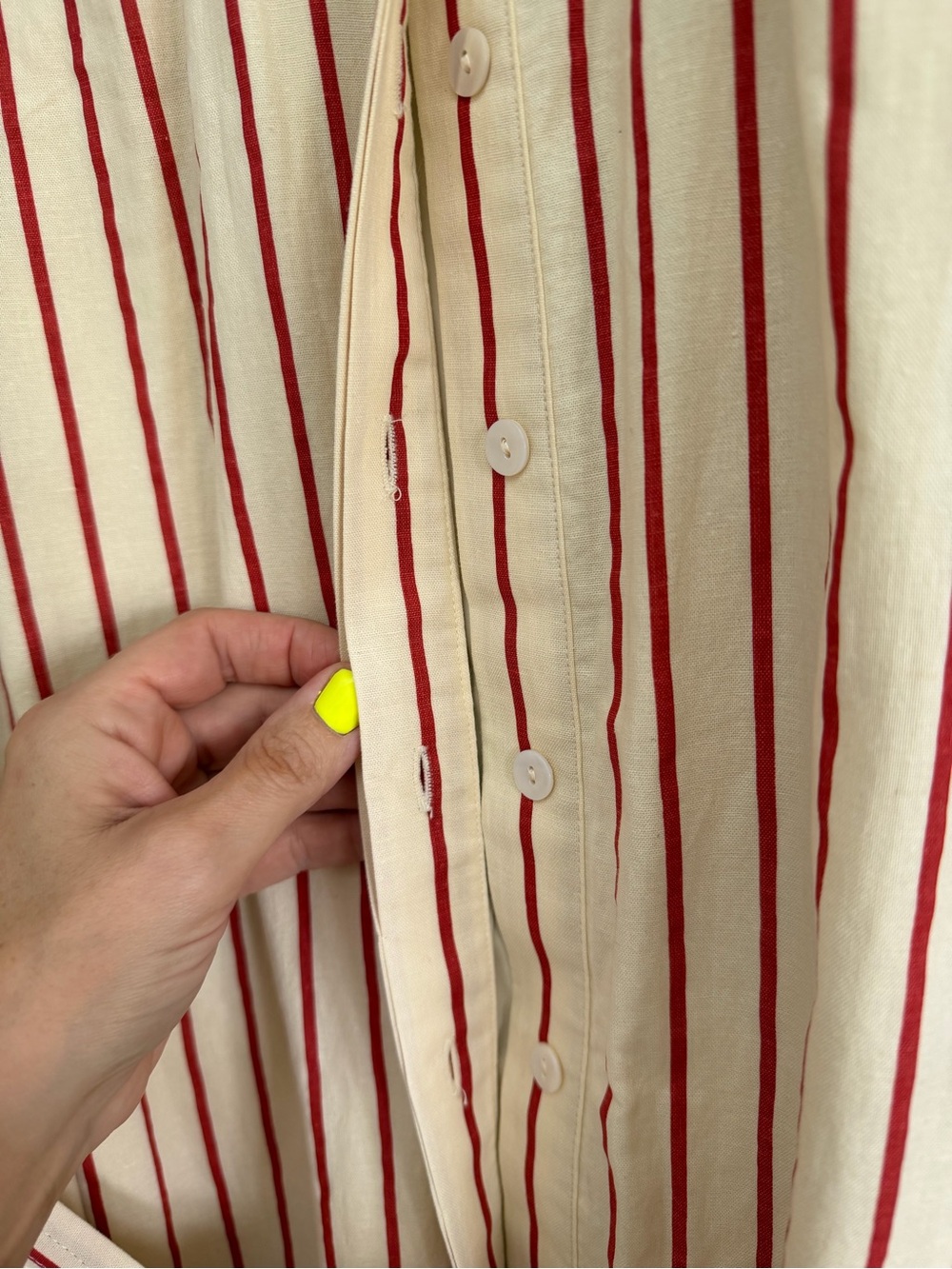 Tuckernuck Cream and Red Striped Belted Midi Shirt Dress - Picture 4 of 8